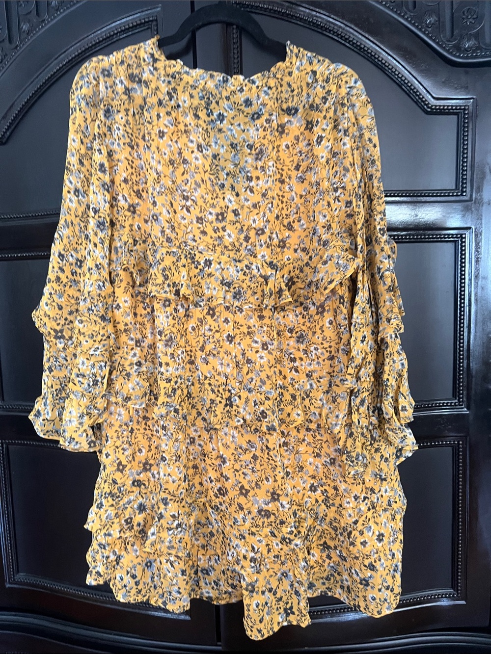 Anthropologie Yellow Floral Ruffle Romper